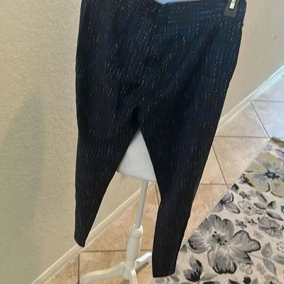 Femme d’armes Size 2 Ankle Zip Dress Trouser Blue Black Geo Print Office Casual